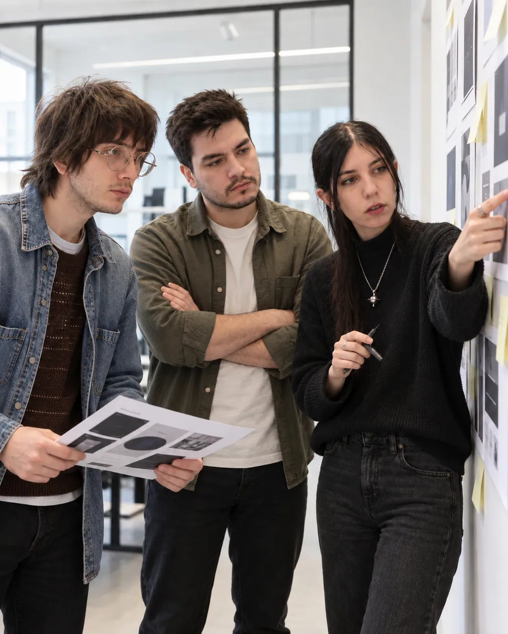 Equipo Digie revisando piezas de diseño gráfico