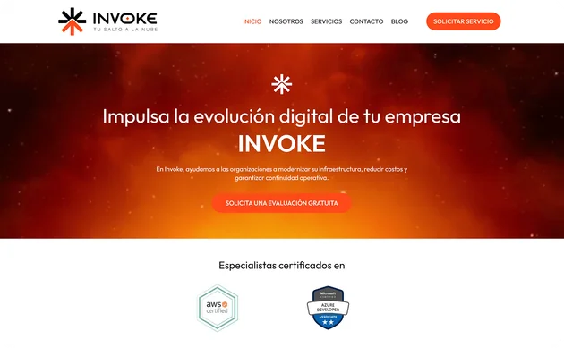 Sitio web de Invoke diseñado por Digie