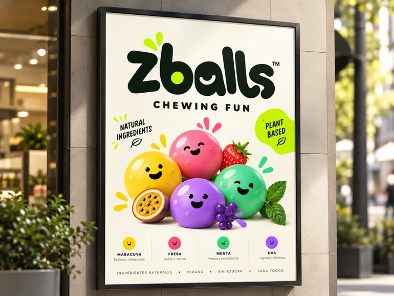Cartel de Zballs en exterior